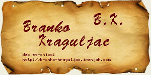Branko Kraguljac vizit kartica